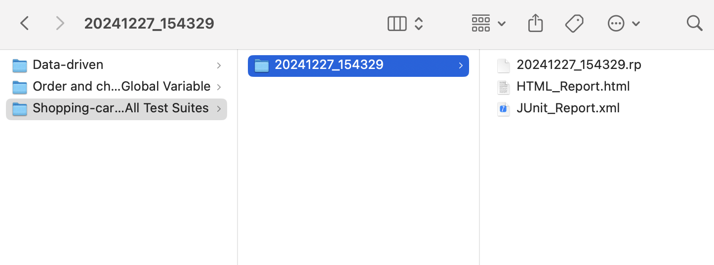 Test suite collection report folder